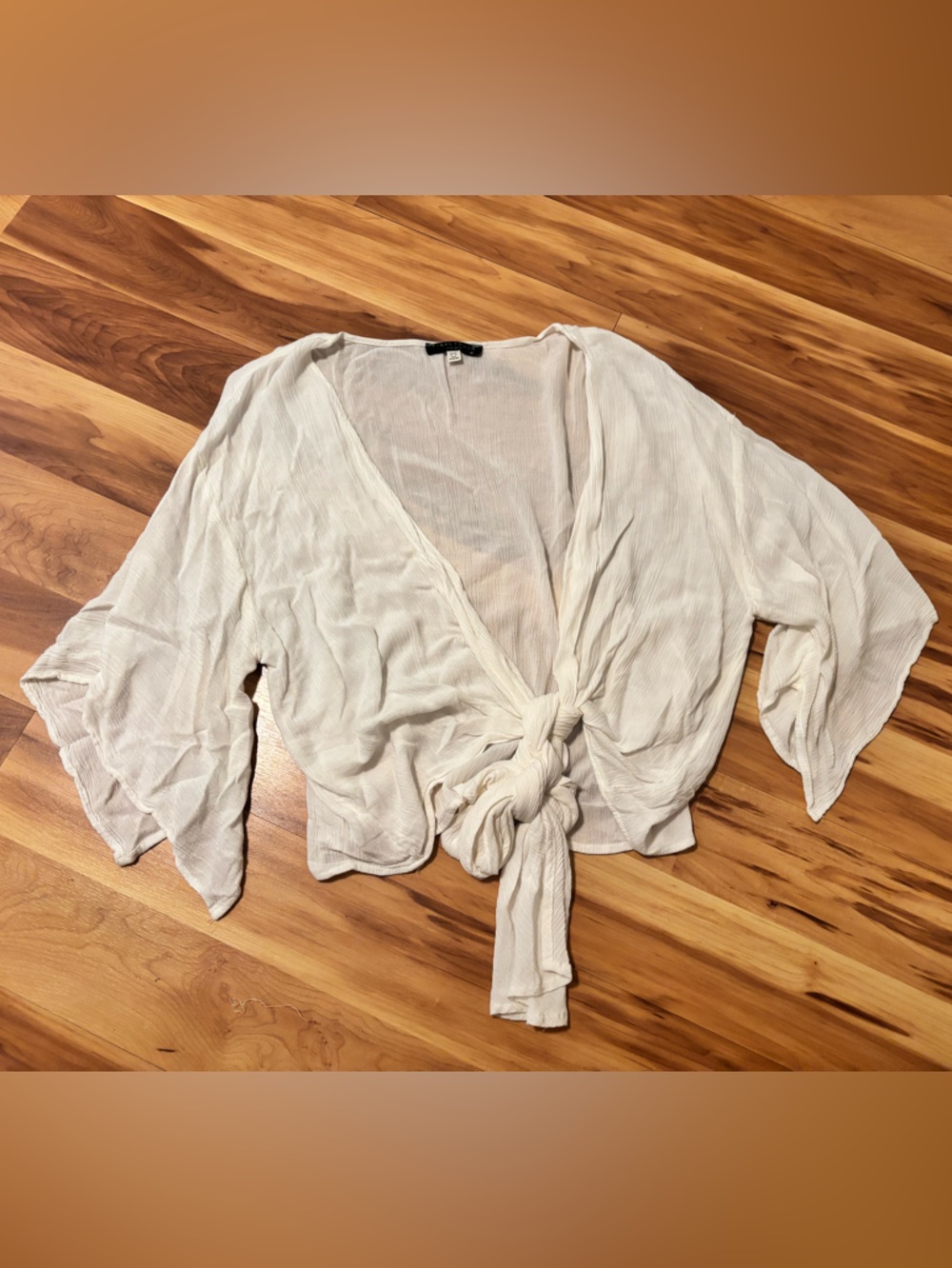 Final Touch White cabana, front tie top size small - NWOT